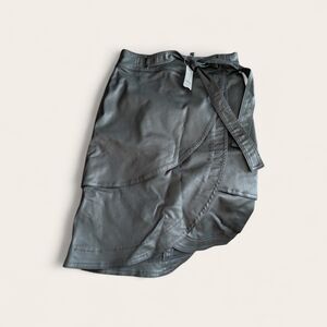 Black Faux Leather Wrap Skirt